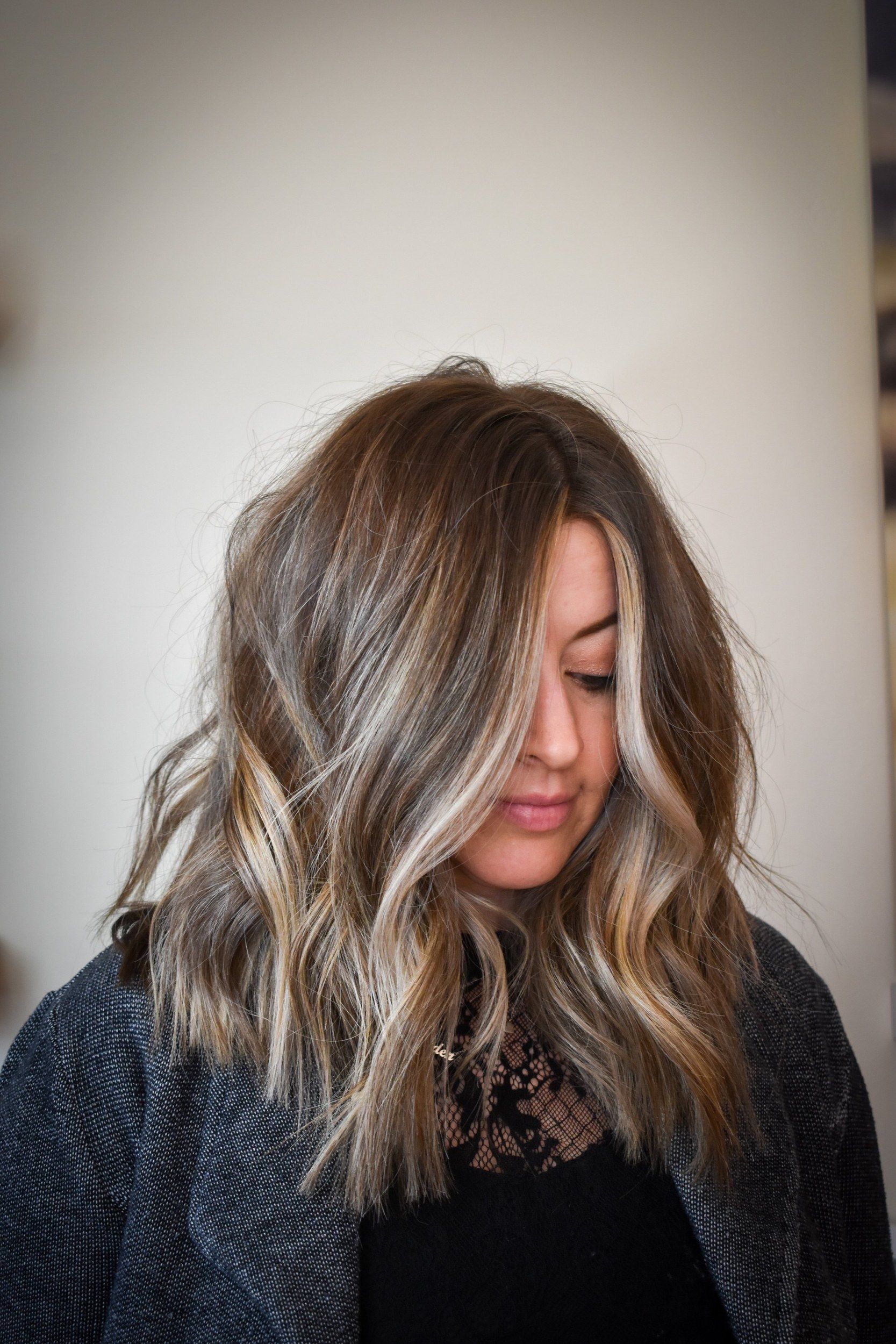 Brunette balayage with soft blonde ends