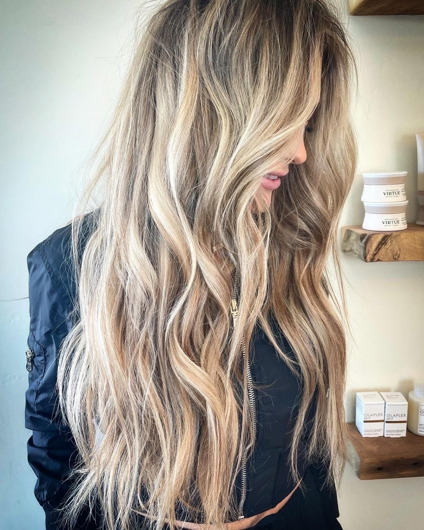 Long blonde hair with extensions